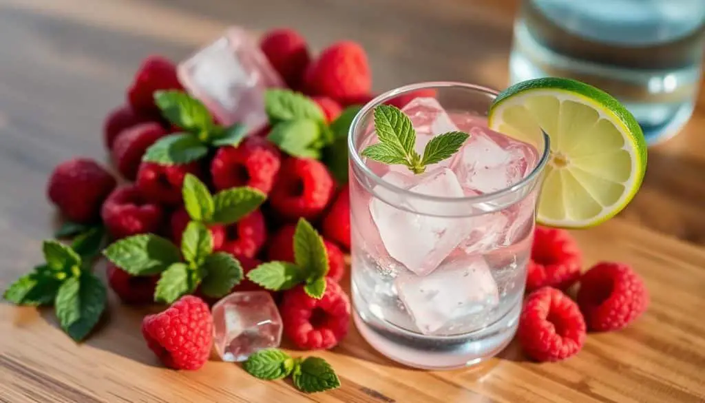 Raspberry Mint Mocktail ingredients