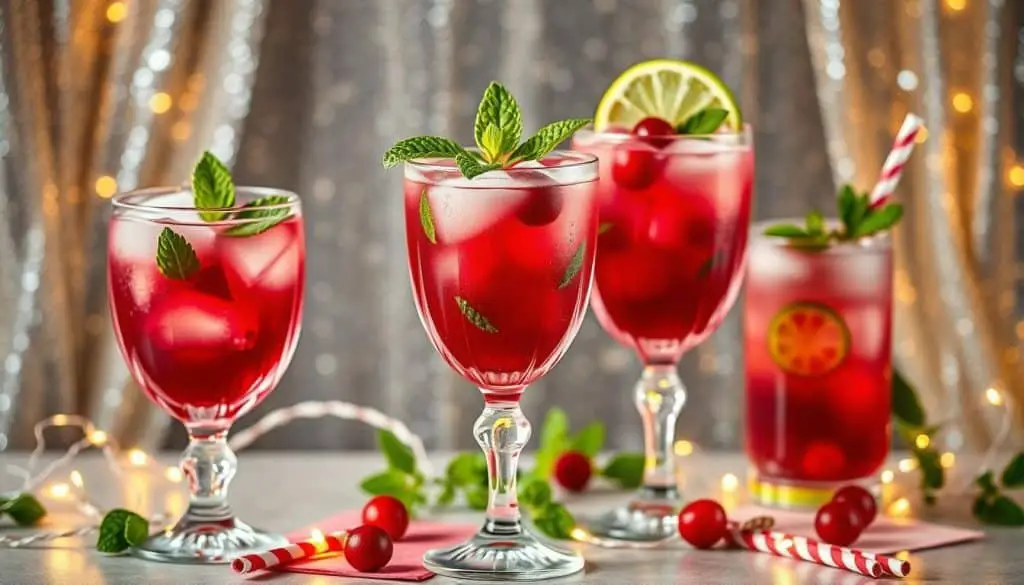 festive drink presentation with glassware for mocktails