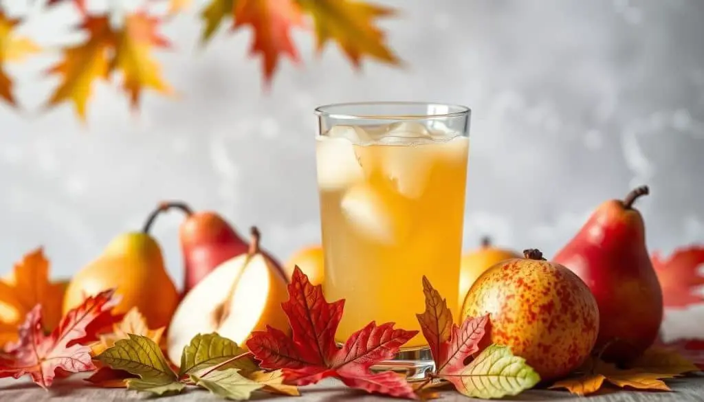 health benefits of pear juice and maple syrup in nutritious mocktail