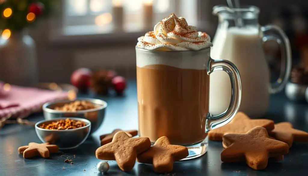 preparing gingerbread latte mocktail