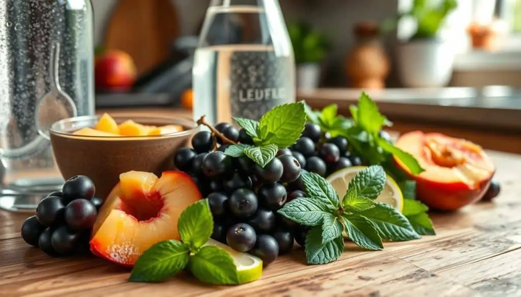 Blackcurrant Bellini Mocktail ingredients