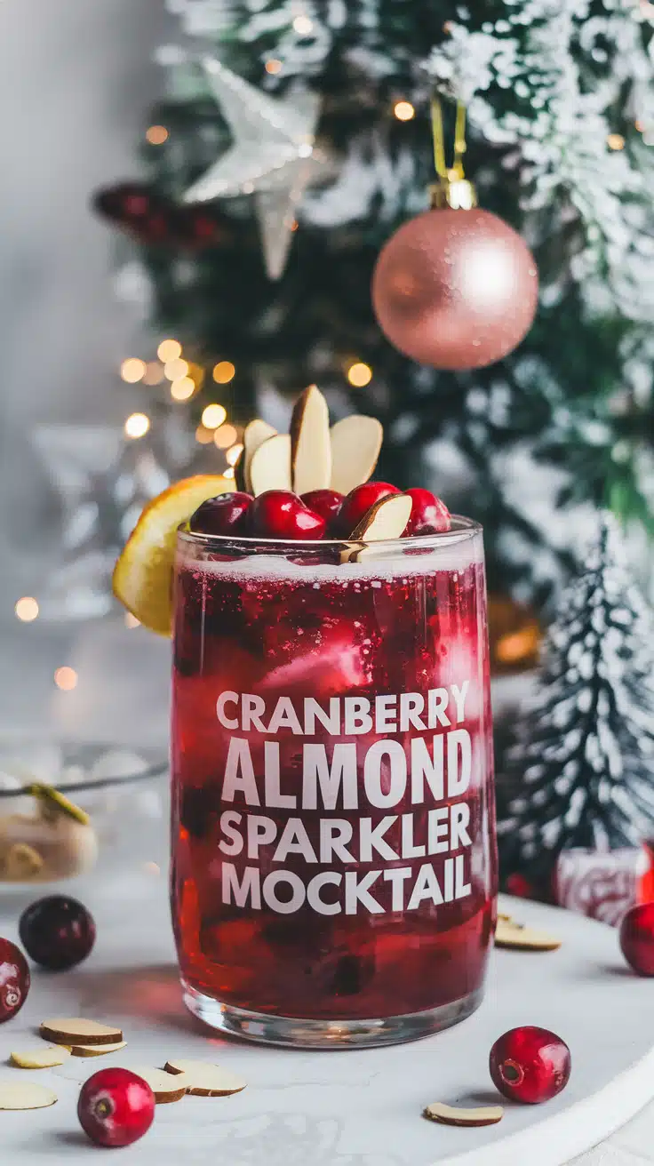 Cranberry Almond Sparkler Mocktail