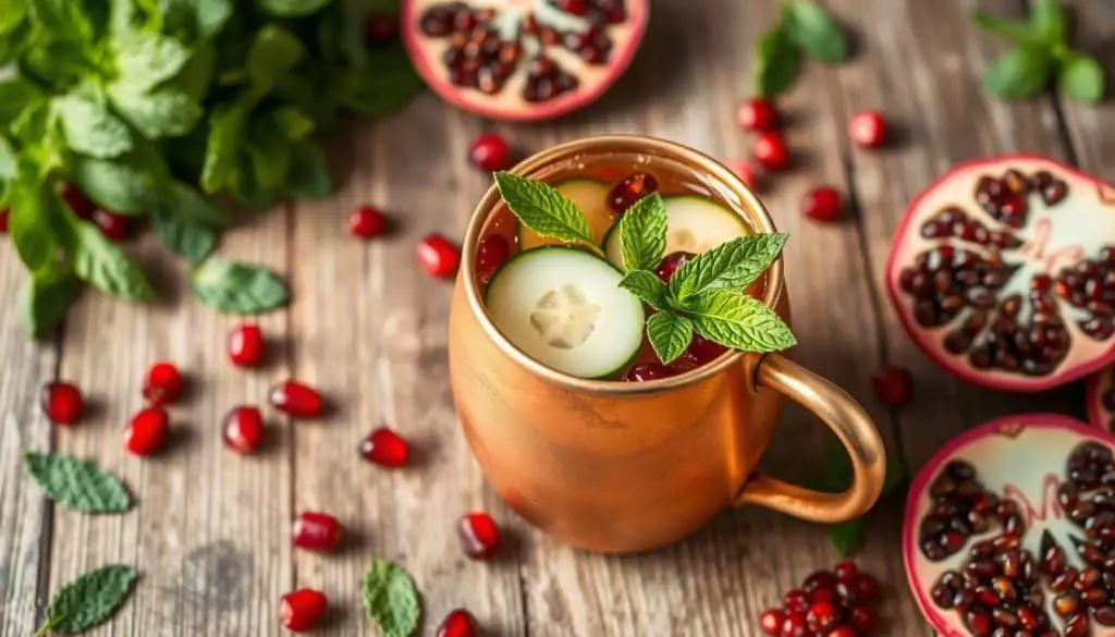 Cucumber Mint and Pomegranate Virgin Moscow Mule Variations