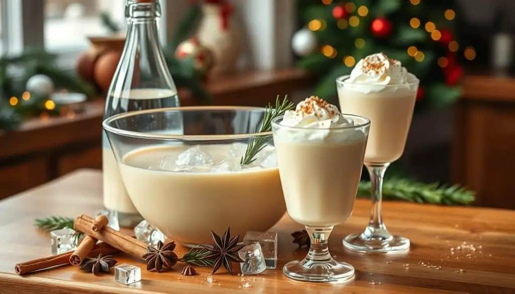 Eggnog Fizz Mocktail preparation