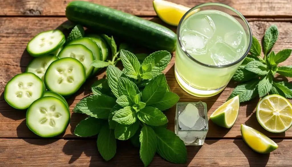 Essential ingredients for Cucumber Mint Mocktail