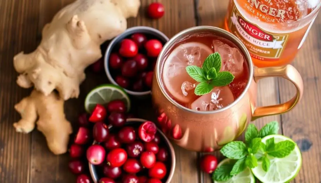 Ginger Cranberry Mule Mocktail ingredients