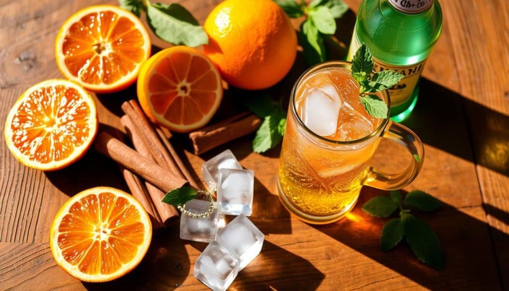 Ingredients for Cinnamon Orange Mule Mocktail