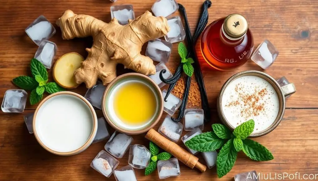 Ingredients for Ginger Vanilla Latte Mocktail
