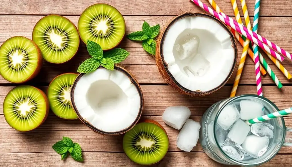 Ingredients for Kiwi Coconut Mocktail