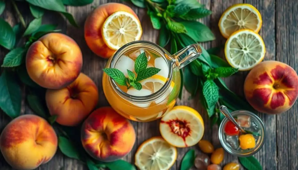 Ingredients for Peach Iced Tea Mocktail