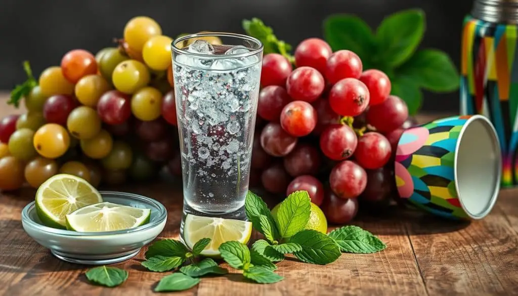 Ingredients for Sparkling Grape Mocktail