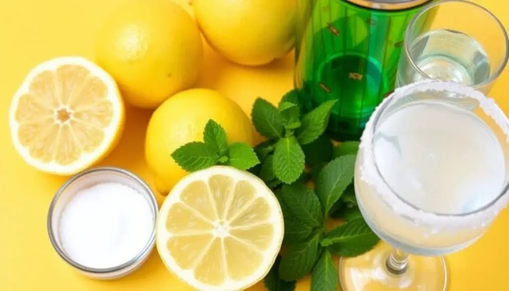 Ingredients for a Lemon Drop Mocktail