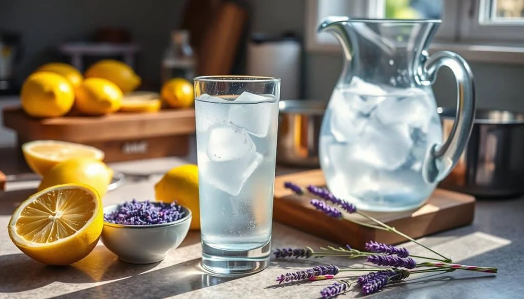 Lavender Lemonade Mocktail preparation