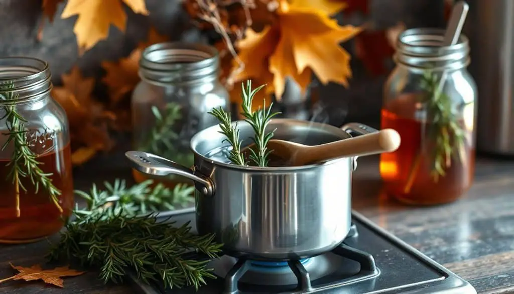Maple Rosemary Simple Syrup Preparation