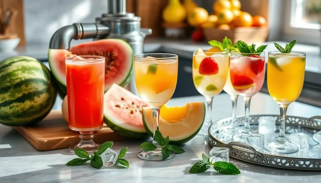 Melon Fizz Mocktail preparation steps for refreshing cocktails
