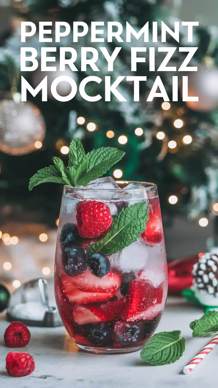 Peppermint Berry Fizz Mocktail
