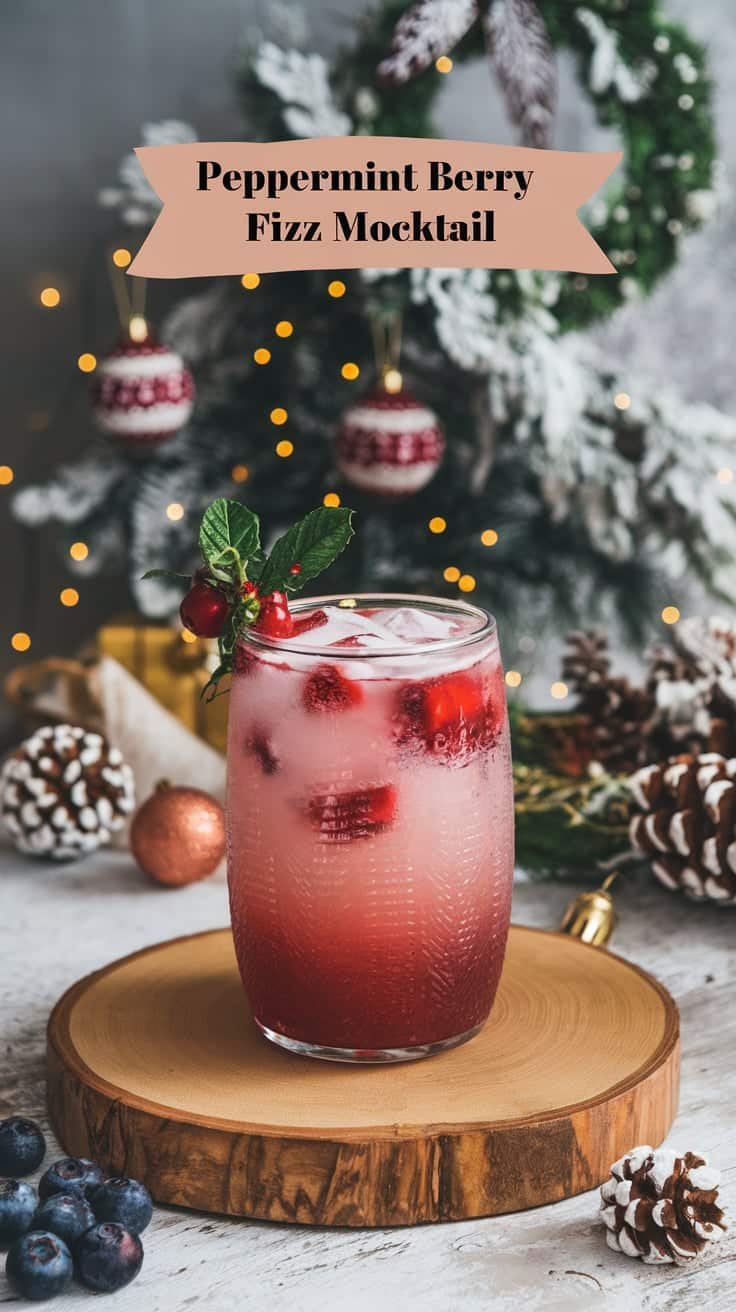 Peppermint Berry Fizz Mocktail