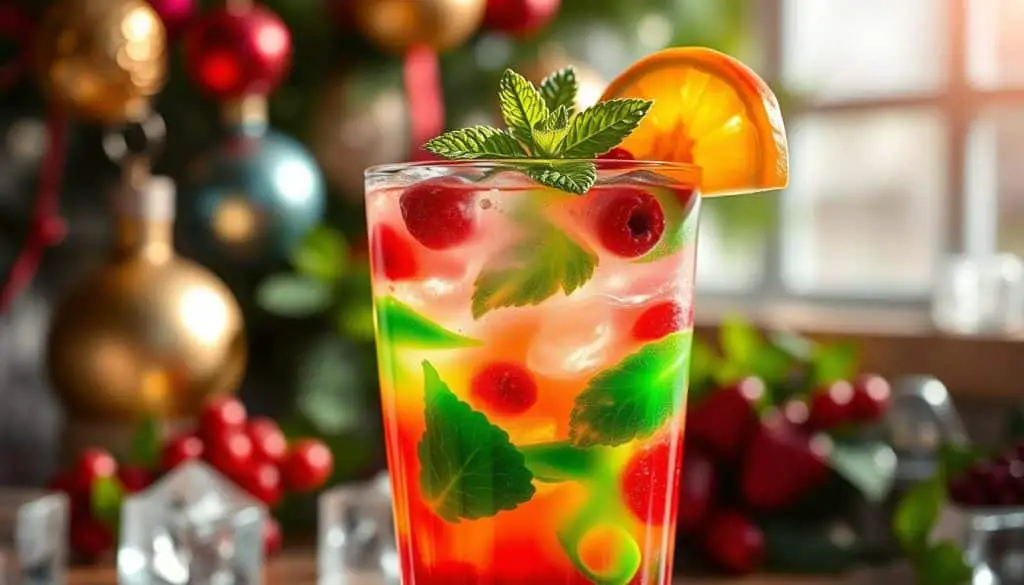 Peppermint Berry Fizz mocktail