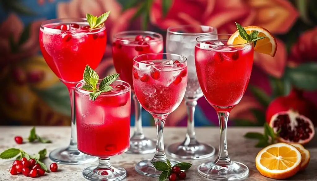 Pomegranate Fizz Mocktail variations