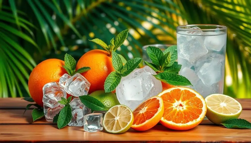 Refreshing ingredients for a Tangerine Twist Mocktail