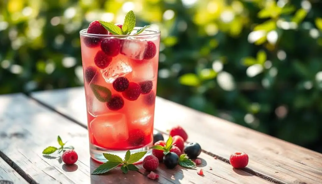 Serving Berry Smash mocktail presentation