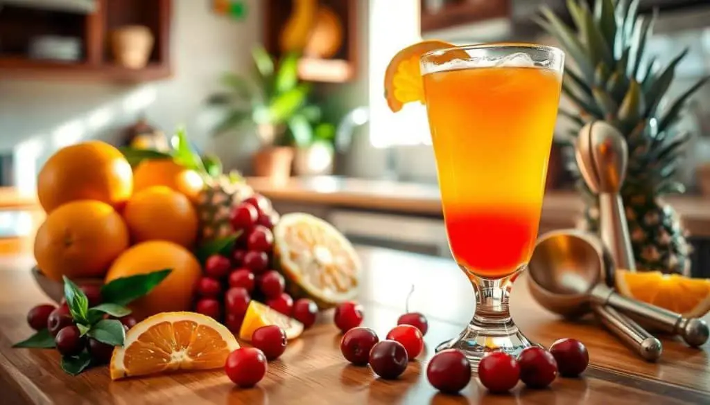 Tropical Sunrise Mocktail preparation