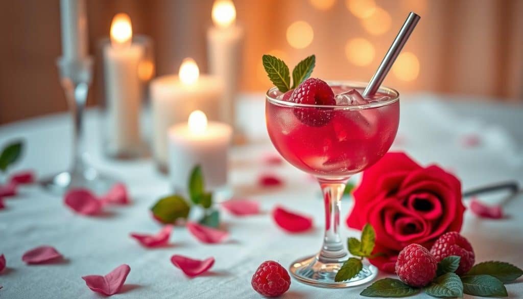 Valentine's Day Raspberry Sorbet Mocktail