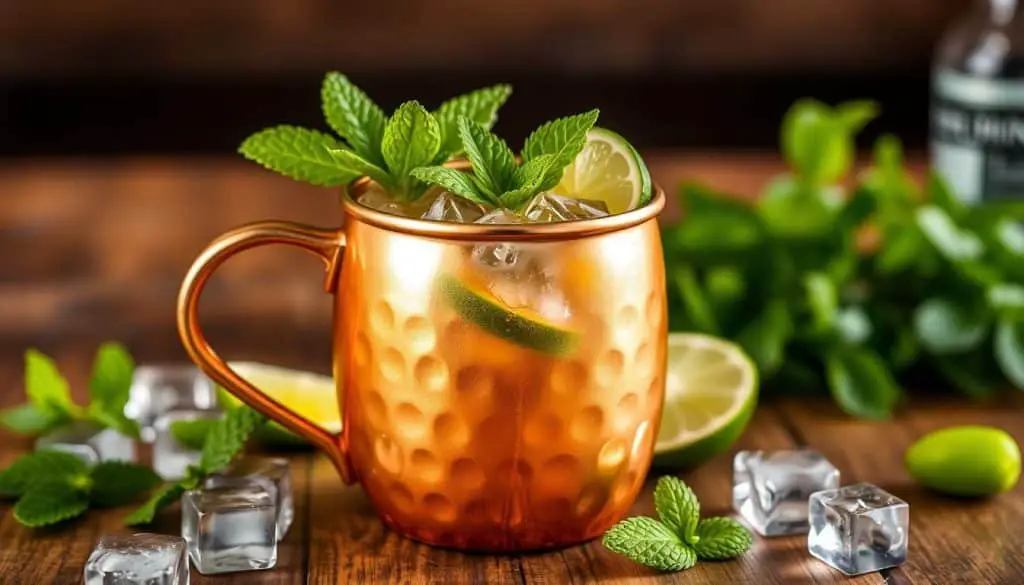 copper mug mocktail presentation