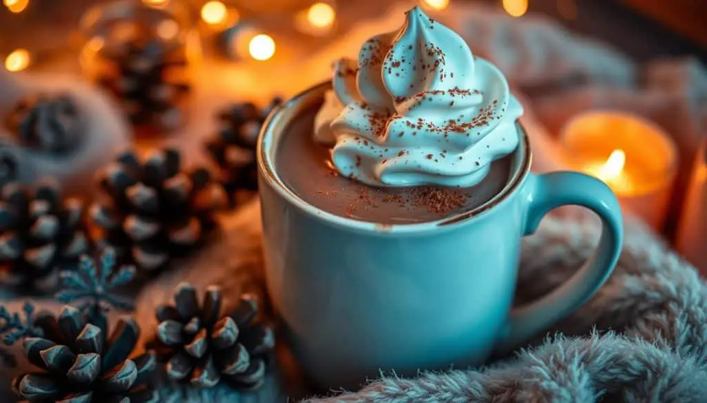 cozy drink with cocoa powder and cinnamon spice