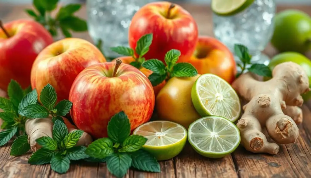 fresh ingredients in healthy mocktails