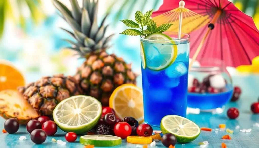 ingredients for Blue Lagoon Mocktail