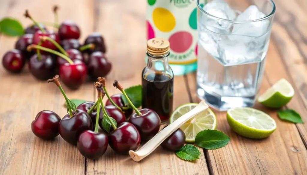 ingredients for Cherry Vanilla Mocktail