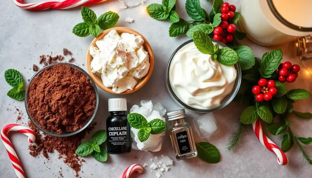 ingredients for Peppermint Cocoa Cooler Mocktail