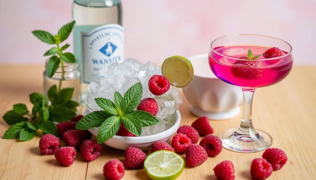 ingredients for Raspberry Sorbet Mocktail