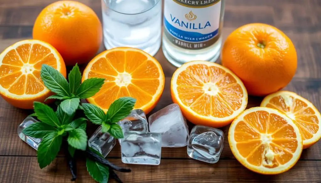 ingredients for Vanilla Orange Mocktail