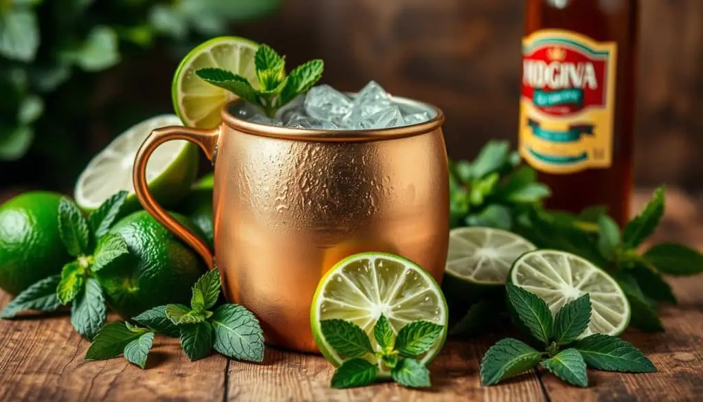 ingredients for a Virgin Moscow Mule mocktail