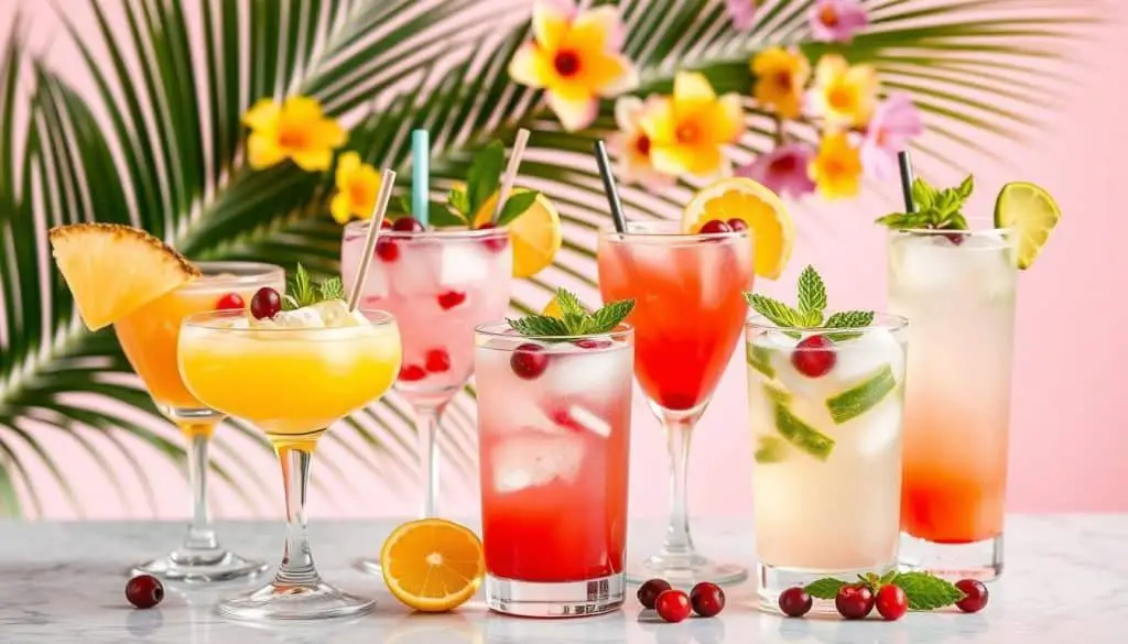 mocktail variations with tropical elements and seasonal ingredients