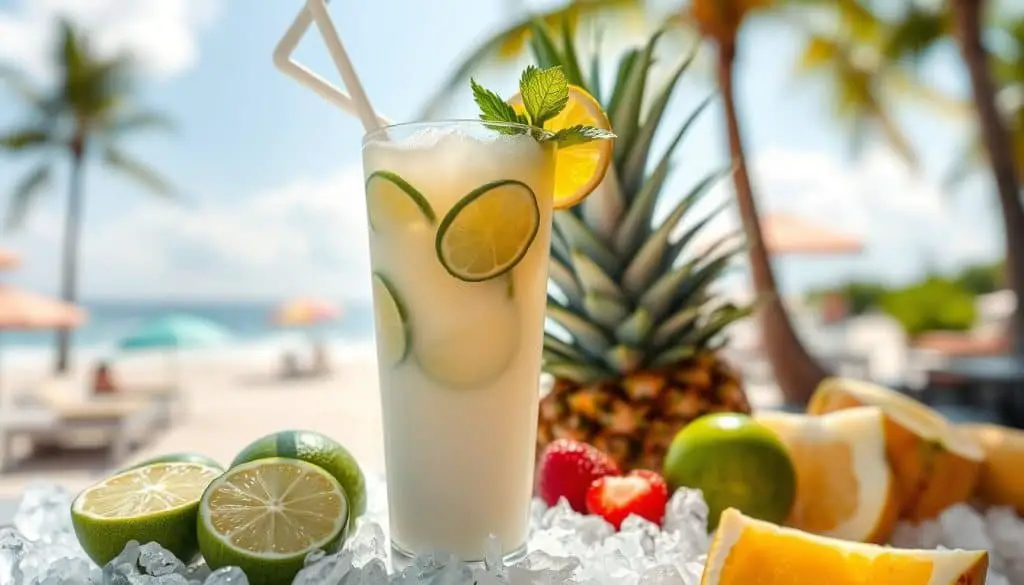 mocktail with coconut and lime