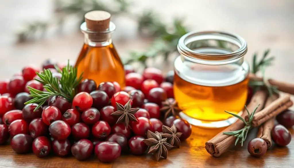 natural ingredients for Cranberry Maple Spice Mocktail