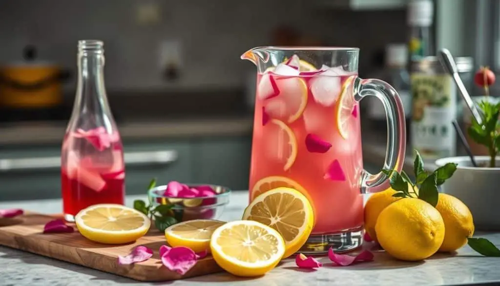 preparation of Rose Lemonade Mocktail