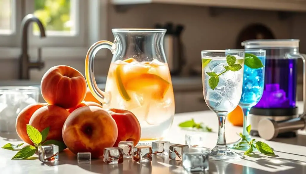 prepare Sparkling Peach Mocktail