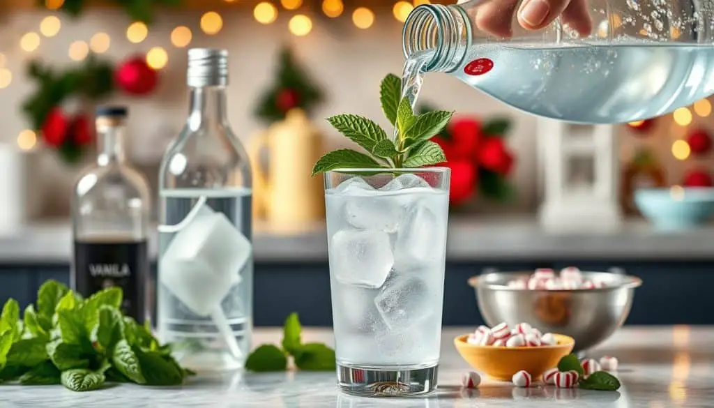 preparing Vanilla Peppermint Mocktail