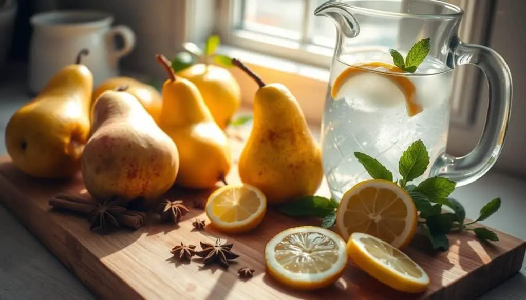 preparing spiced pear water