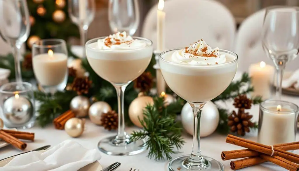 serving Eggnog Fizz Mocktail