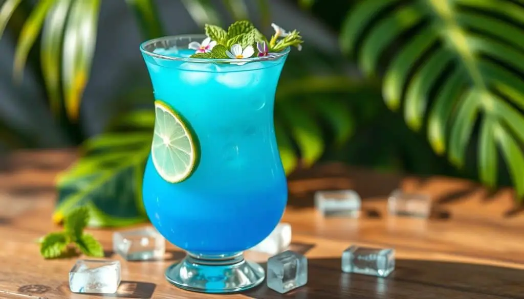 Baby Blue Lagoon Mocktail glassware