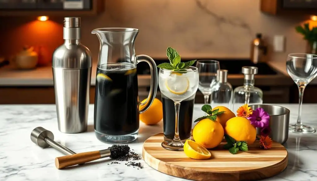 Black Lemonade Mocktail kitchen tools