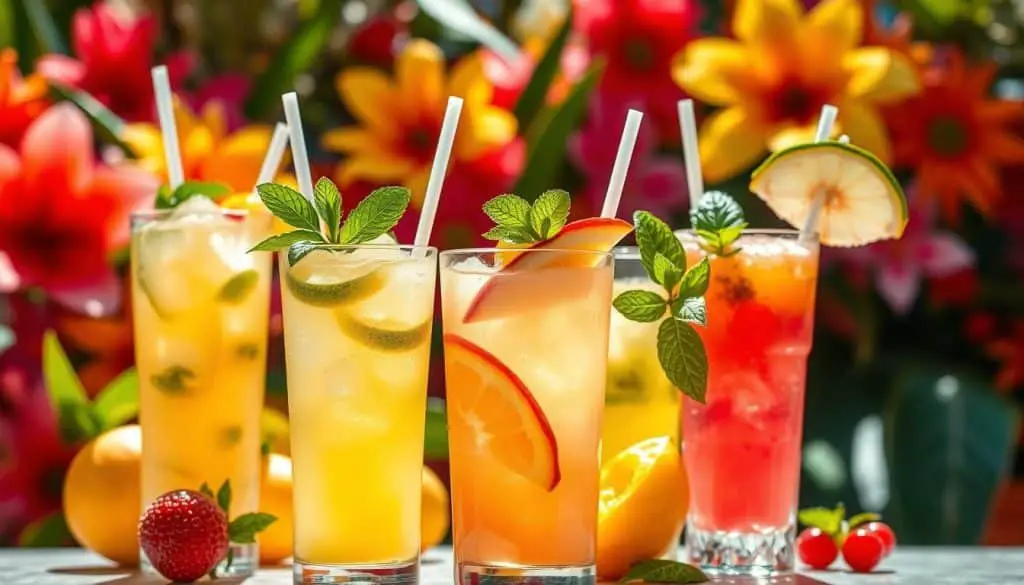 Fruity mocktails with herbs