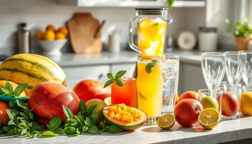 Gathering Ingredients for Fruity Mocktails