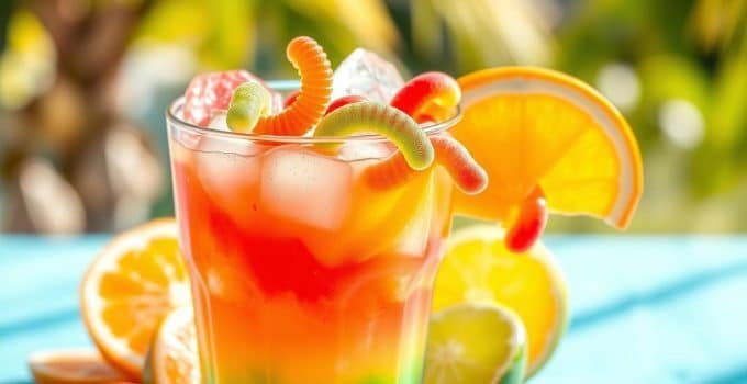 Gummy Worm Punch Mocktail