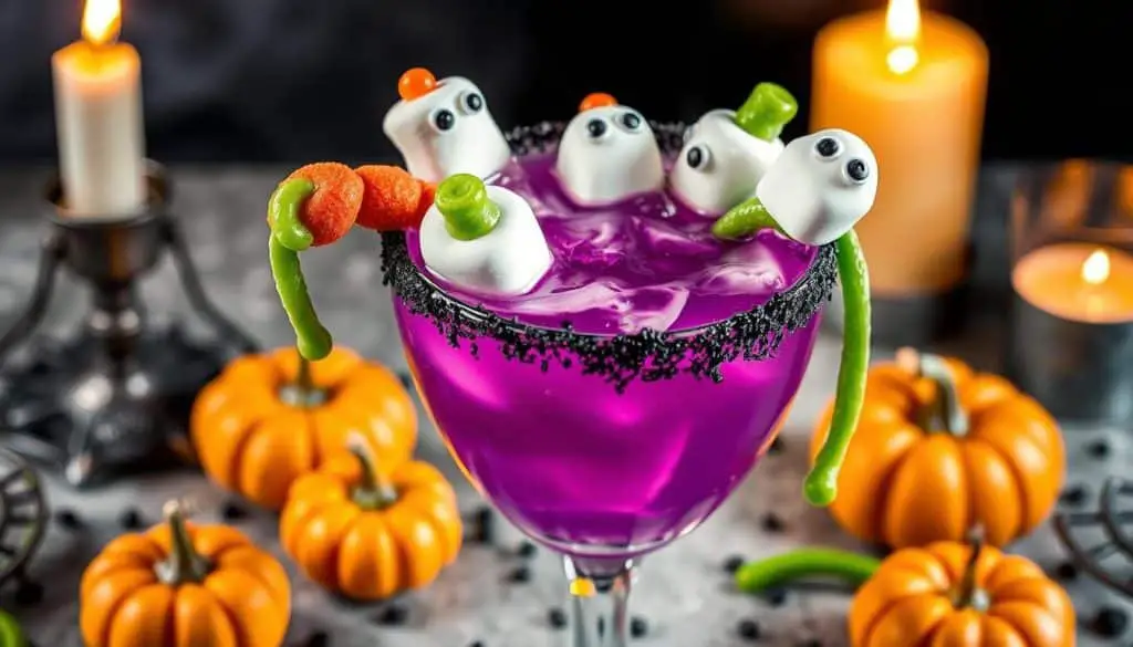Halloween themed mocktail garnishes